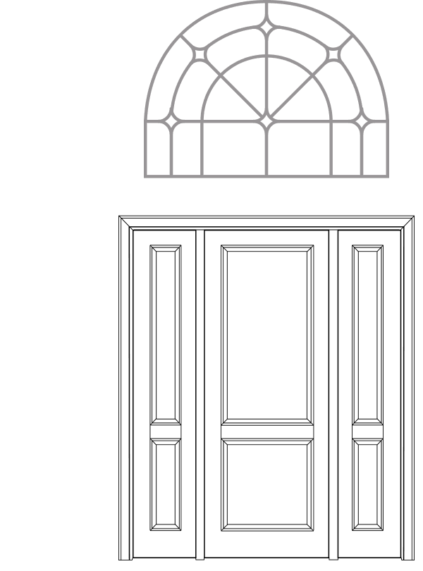 Grafik Tür und Bogenfenster